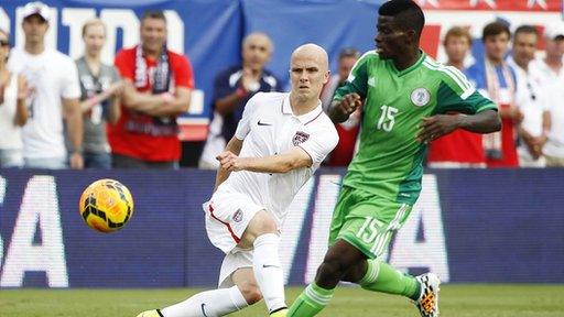 United States midfielder Michael Bradley in action against Nigeria