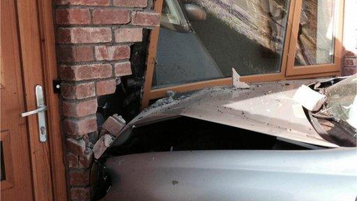 A window and wall were badly damaged in the incident which happened in Finglas on Sunday morning