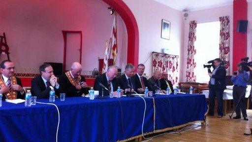 Unionist leaders and senior Orange Order figures held a news conference on Wednesday