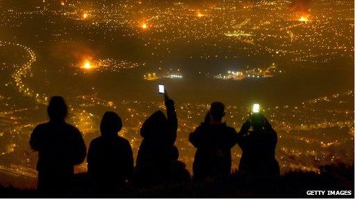 Kids watching celebrations with mobiles