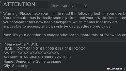 Ransomware screengrab