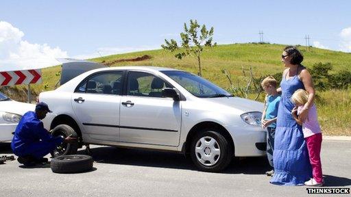 Car wheel being changed