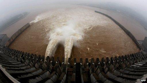 Water being released from dam