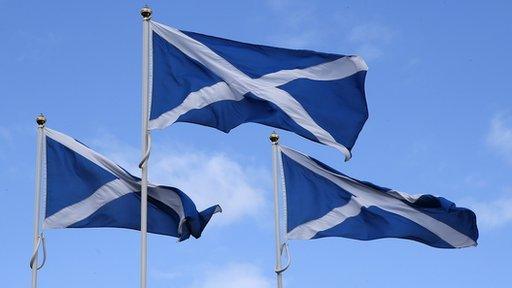 Saltire flags blowing in the wind