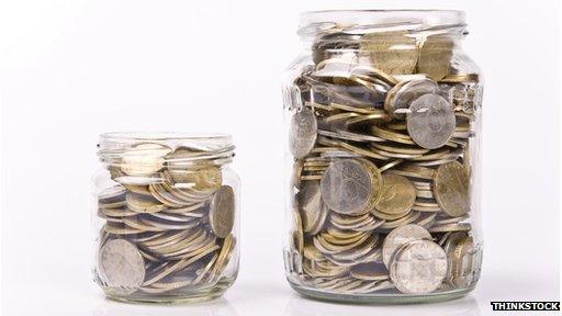 two jars filled with coins