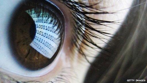 Data stream reflected in eye