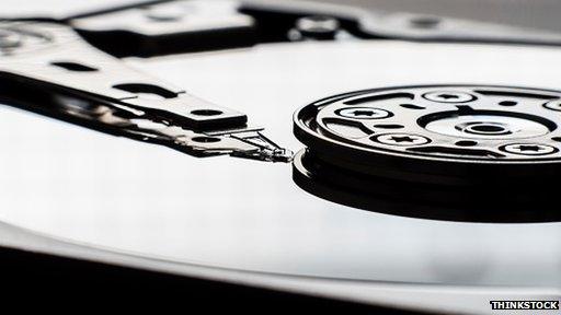 Close-up of hard drive