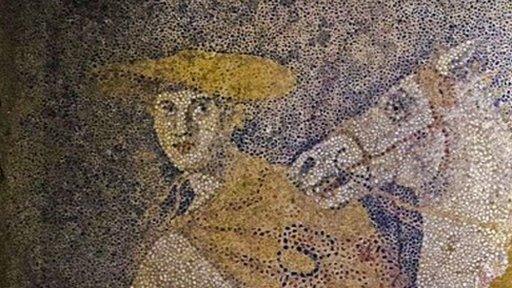 Mosaic detail from tomb site in Amphipolis, Greece