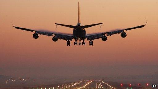 Passenger jet landing