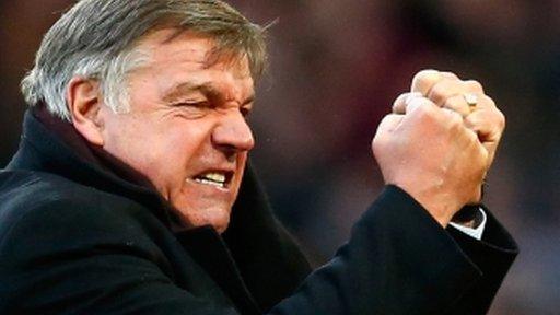 West Ham United manager Sam Allardyce shows his emotions during the Premier League match against Swansea City at the Boleyn Ground on December 7, 2014