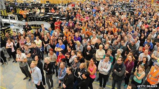 Amazon warehouse staff in Peterborough UK were treated to an opera performance ahead of Black Friday 2014