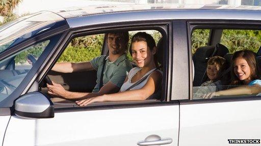 Family in car