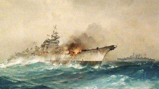 The sinking of the Bismarck by Charles E Turner, 1941