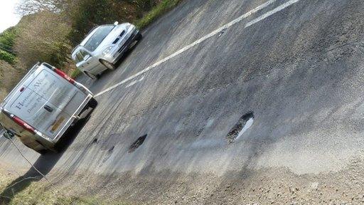 potholes in road