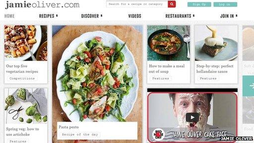 Screengrab of Jamie Oliver website