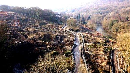 Aerial view of work site