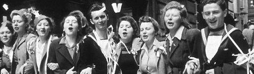 London revellers dancing in the streets on VE Day