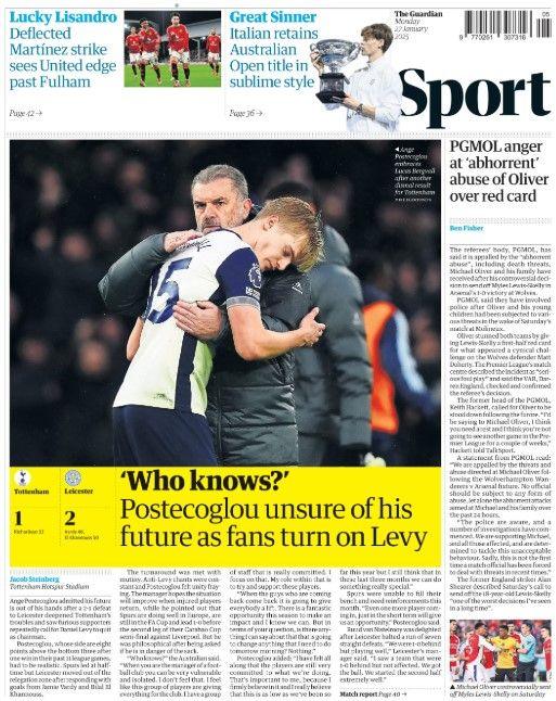 The back page of the Guardian