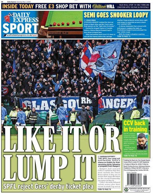 The back page of the Scottish Daily Express on 020526
