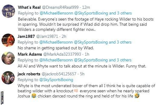 Twitter reaction to Deontay Wilder and Dillian Whyte beef