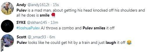 Boxing fans on Twitter point out that Kubrat Pulev just laughed off Anthony Joshua's onslaught in the third