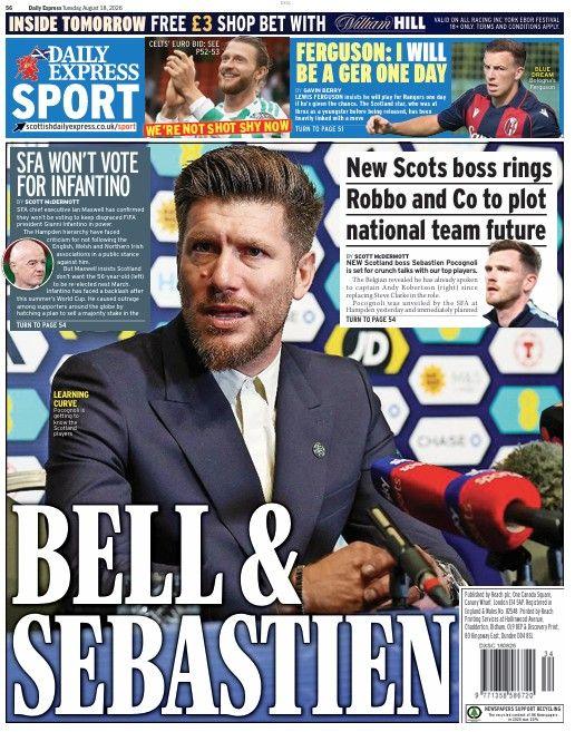 The back page of the Scottish Daily Express on 180826