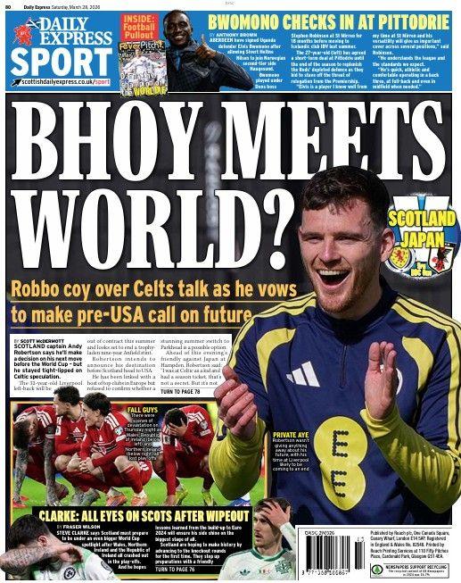The back page of the Scottish Daily Express on 280326
