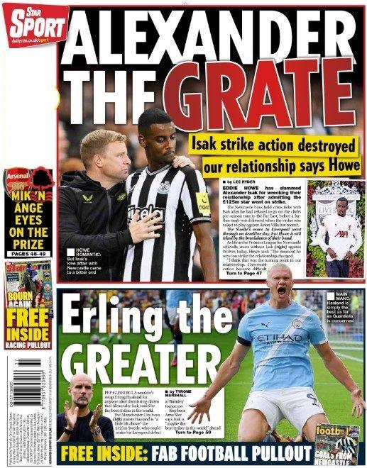 The back page of the Daily Star
