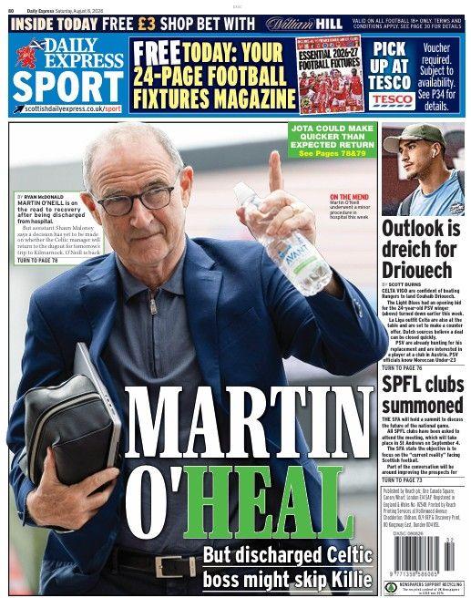 The back page of the Scottish Daily Express on 080826