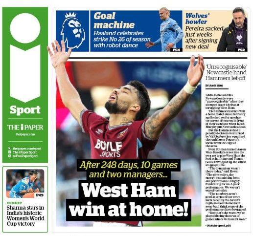 The back page of The i Paper