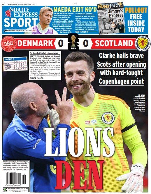 The back page of the Scottish Daily Express on 060925