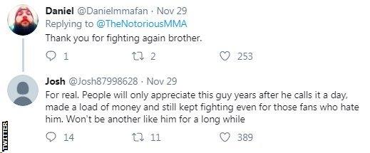 Twitter reaction to Conor McGregor return