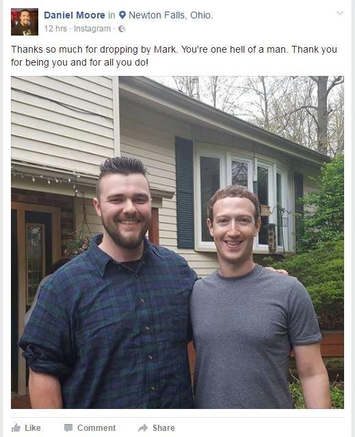 Daniel Moore shared a picture with Mark Zuckerberg