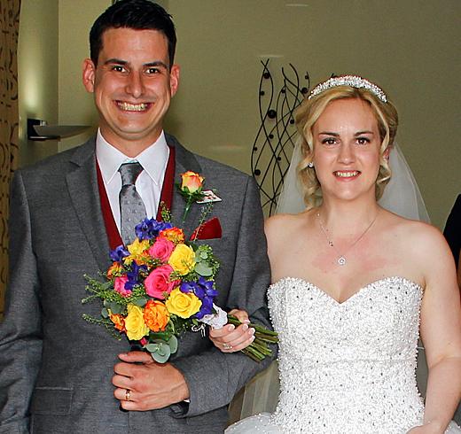 Tom and Kirsty on their wedding day in 2015