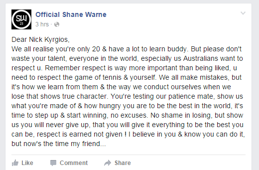 Dear Nick Kyrgios,