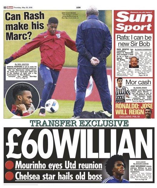 The back page of The Sun's Thursday edition