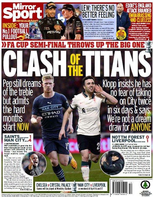 The back page of the Daily Mirror