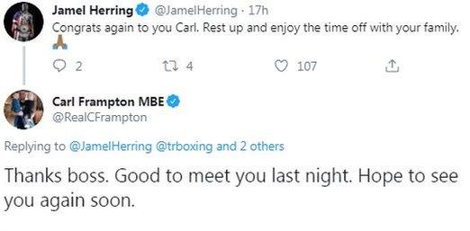 Jamel Herring and Carl Frampton twitter exchange