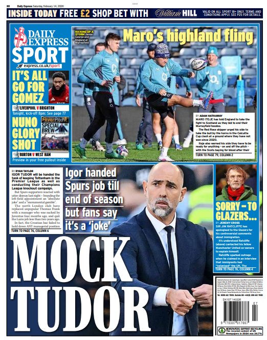 The back page of the Daily Express