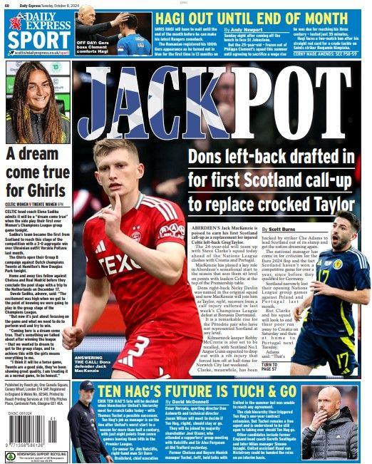 The back page of the Scottish Daily Express on 081024