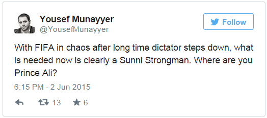 Tweet by Yousef Munayyer - 2 June 2015