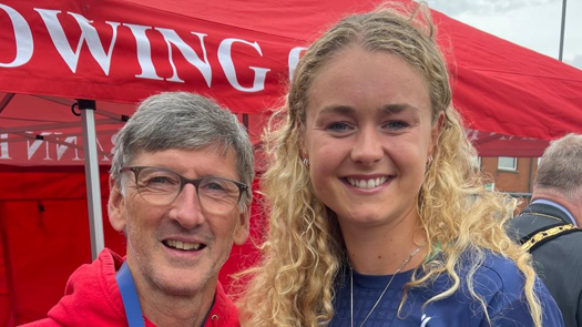 Hannah Scott with her long-time coach from Bann Rowing Club, Geoff Bones