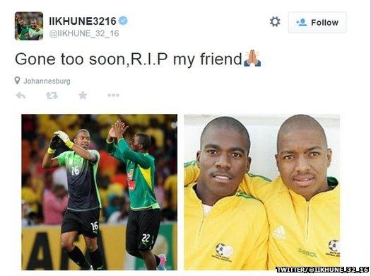 Goalkeeper for Kaiser Chiefs Itumeleng Isaac Khune paid tribute to Meyiwa.