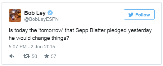 Tweet by Bob Ley - 2 June 2015