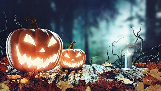 Halloween pumpkins with lights inside