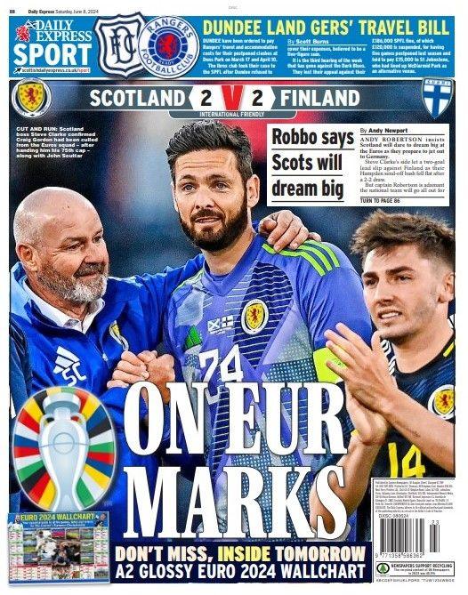 The back page of the Scottish Daily Express on 080624