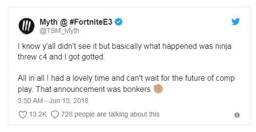 Myth tweets after an embarrassing elimination