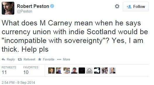 Robert Peston tweet