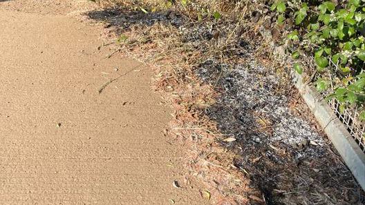 Burnt grass in Irthlingborough, Northamptonshire