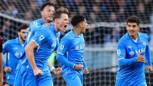 Scott McTominay celebrates scoring for Napoli against Torino